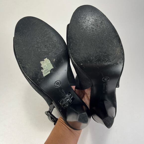 Allsaints Open Toe Heels Branson Sz 40 9 Black Ankle Strap Cone Heel Sandals - Picture 7 of 12